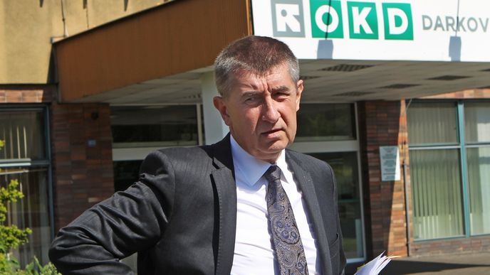 Premiér Andrej Babiš před dolem Darkov společnosti OKD