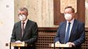 Premiér Andrej Babiš s novým ministrem zdravotnictví Petrem Arenbergerem.