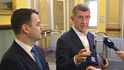 Andrej Babiš (ANO) a ministr zahraničí Macinka (Motoristé) po jednání Bezpečnostní rady státu (2.3.2026) Andrej Babiš (ANO) a ministr zahraničí Macinka (Motoristé) po jednání Bezpečnostní rady státu (2.3.2026)