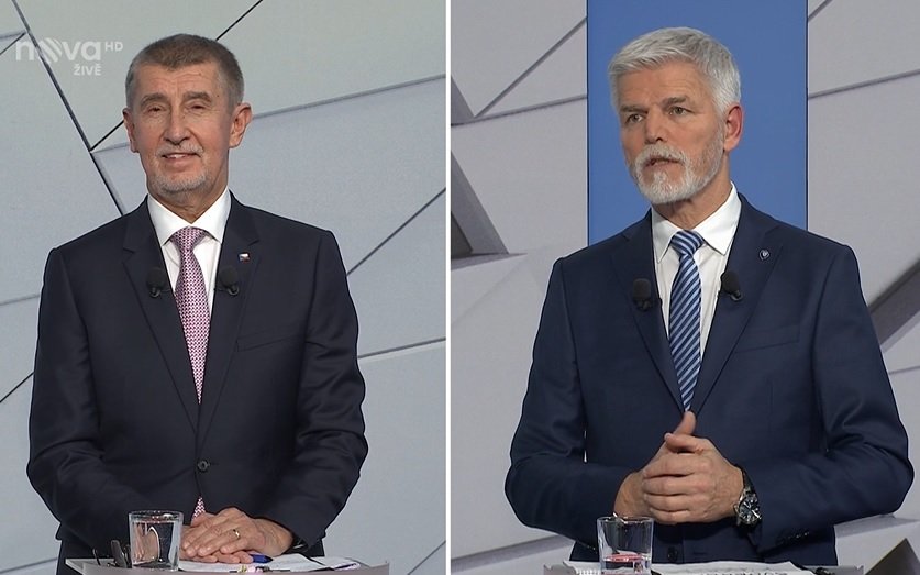 Andrej Babiš a Petr Pavel v předvolební debatě na Nově (12.1.2023)