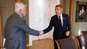 Andrej Babiš (ANO) s prezidentem Petrem Pavlem na Pražském hradě