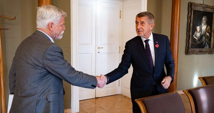 Andrej Babiš (ANO) s prezidentem Petrem Pavlem na Pražském hradě