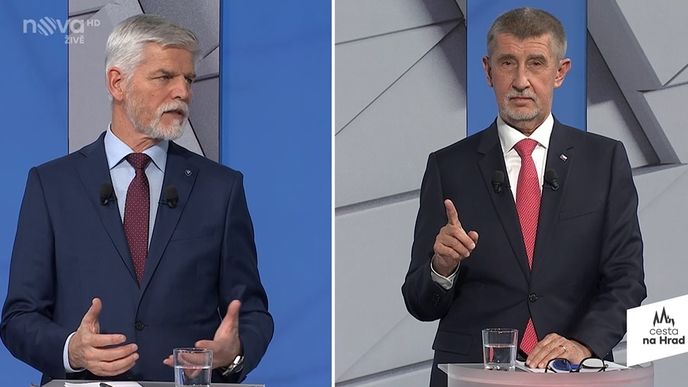 Petr Pavel a Andrej Babiš v debatě na TV Nova před 2. kolem prezidentské volby (26.1.2023)