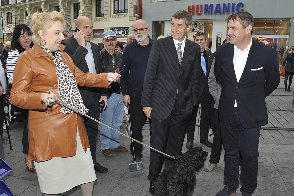 2014 - Andrej Babiš a Petr Vokřál při kampani v Brně