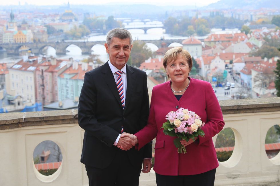 Andrej Babiš přivítal v Praze německou kancléřku Angelu Merkelovou (26.10.2018)