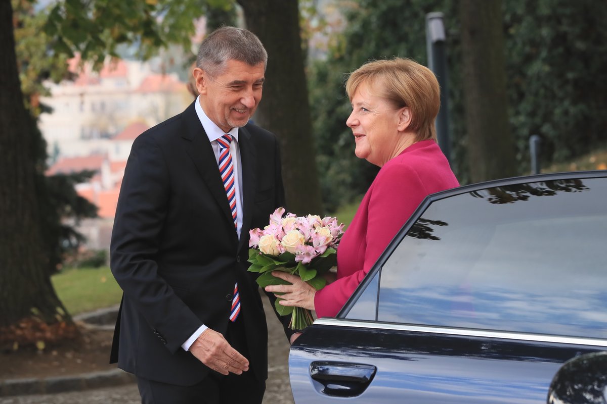 Andrej Babiš přivítal v Praze německou kancléřku Angelu Merkelovou (26.10.2018)