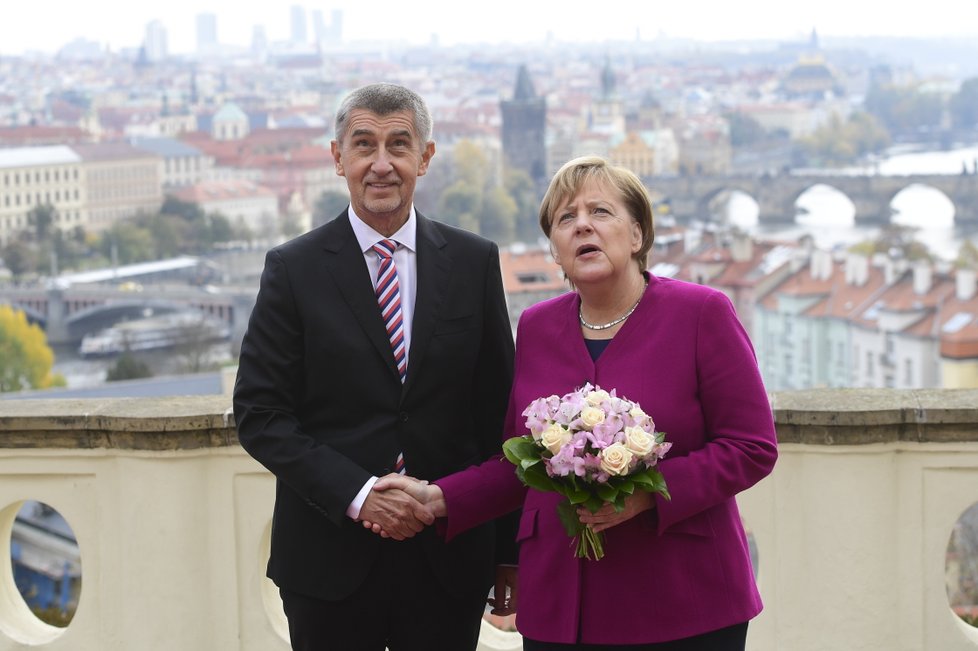 Andrej Babiš přivítal v Praze německou kancléřku Angelu Merkelovou (26.10.2018)