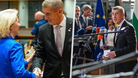 Premiér Andrej Babiš (ANO) v Bruselu, vlevo se šéfkou Evropské komise von der Leyenovou (březen 2026)