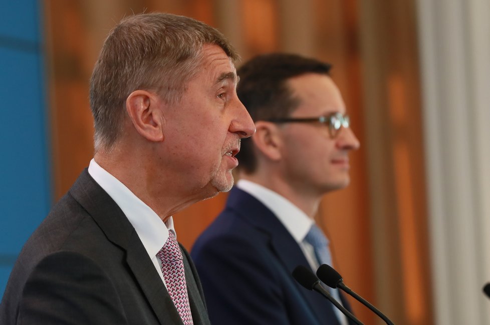 Český premiér Andrej Babiš na návštěvě Polska s premiérem Mateuszem Morawieckim