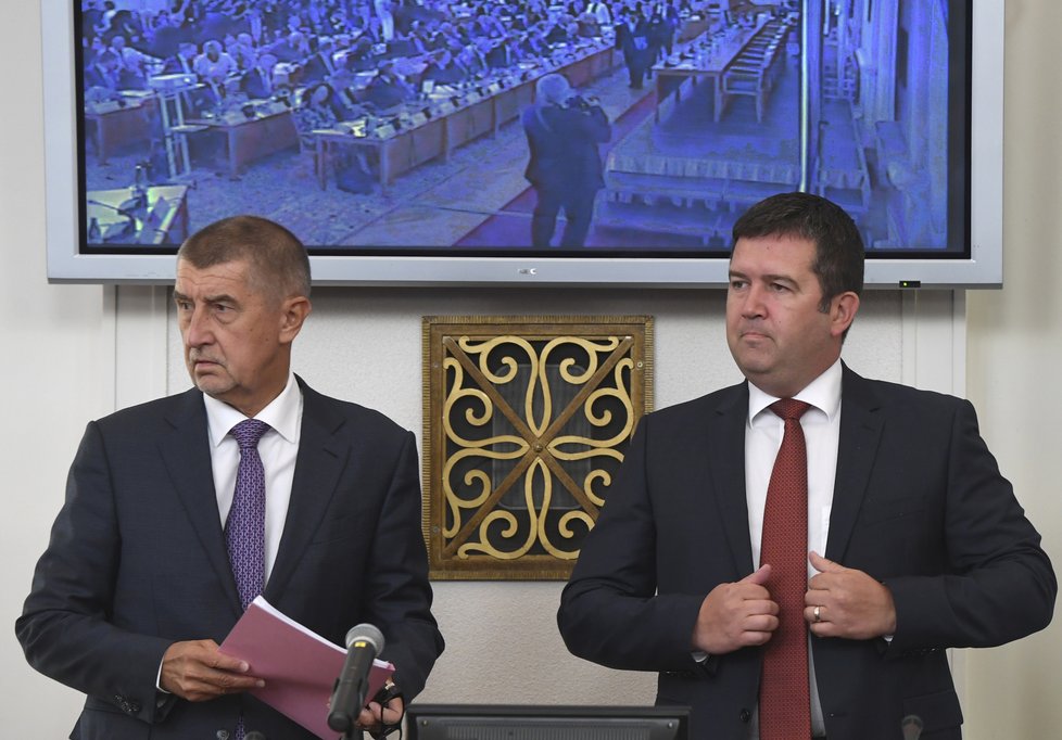 Premiér Andrej Babiš (ANO) a vicepremiér Jan Hamáček (ČSSD) na poradě vedoucích zastupitelských úřadů ČR v zahraničí (27.8. 2018)