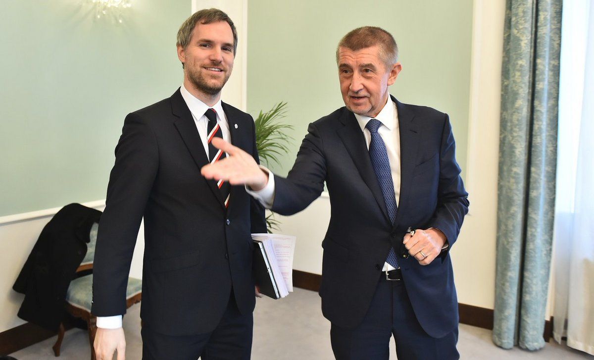 Premiér Andrej Babiš (ANO) a pražský primátor Zdeněk Hřib (Piráti)