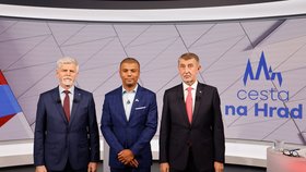 Petr Pavel a Andrej Babiš v poslední televizní debatě na Nově (26.11.2023)