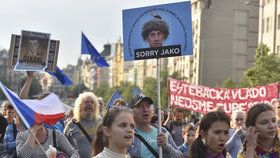 Protest proti Andreji Babišovi a vládě s podporou KSČM (9. 5. 2018)