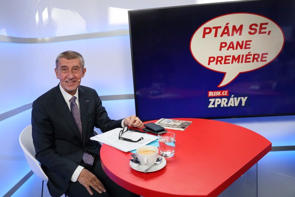 Premiér Andrej Babiš ve studiu Blesku (8. 10. 2019)