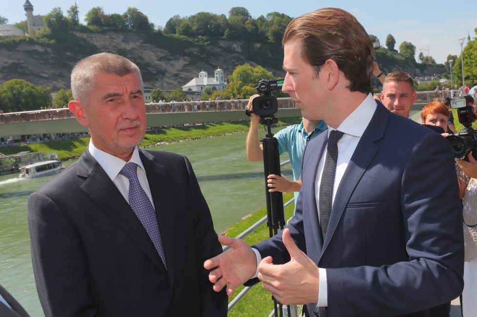 V Salzburku přivítal Babiše nejmladší evropský premiér Sebastian Kurz (27.7.2018).