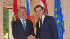 Andrej Babiš v Salzburgu se Sebastianem Kurzem (27.7.2018)