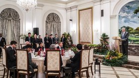 Andrej Babiš se v Singapuru zúčastnil slavnostní večeře v prezidentském paláci (14. 1. 2019).