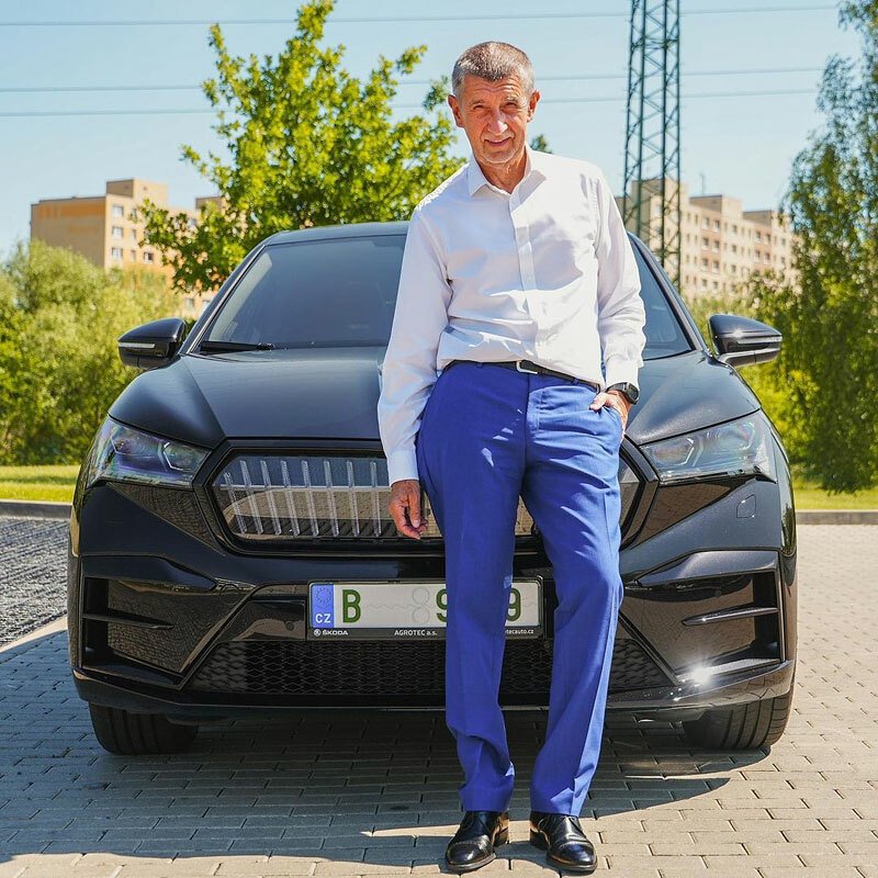 Andrej Babiš a Škoda Enyaq Coupé RS iV