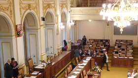 Andrej Babiš ve sněmovně před začátkem mimořádného jednání o Čapím hnízdě