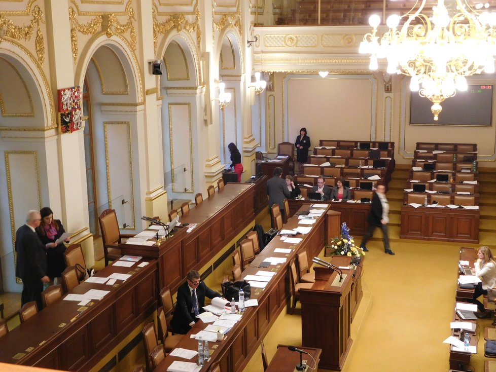 Andrej Babiš ve sněmovně před začátkem mimořádného jednání o Čapím hnízdě