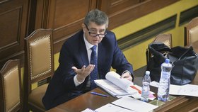 Vicepremiér Andrej Babiš (ANO) ve Sněmovně