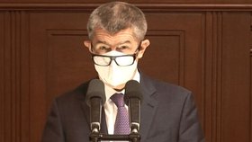 Premiér Andrej Babiš (ANO) ve Sněmovně při 3. čtení rozpočtu na rok 2021 (16.12.2020)