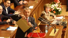 Andrej Babiš (ANO) během mimořádné schůze Sněmovny ke střetu zájmů (listopad 2025)