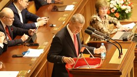 Andrej Babiš (ANO) během mimořádné schůze Sněmovny ke střetu zájmů (listopad 2025)