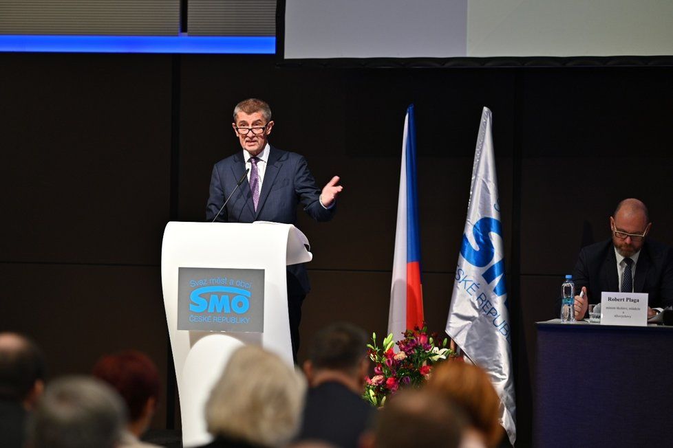 Premiér Andrej Babiš (ANO) na setkání se zástupci Svazu měst a obcí (21. 11. 2019)