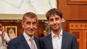 Andrej Babiš se synem Frederikem vyrazil na recepci mezi Saúdy (září 2026)
