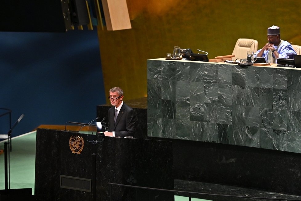 Andrej Babiš při projevu na Valném shromáždění OSN