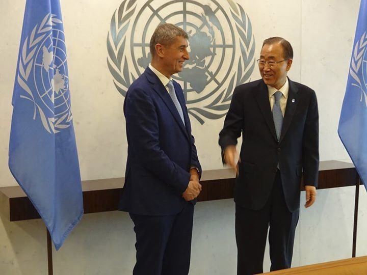 Andrej Babiš v USA: S generálním tajemníkem OSN Pan Ki-munem
