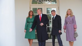 Americký prezident Donald Trump s manželkou Melanií přivítali Andreje Babiše s jeho chotí Monikou 7.3.2019