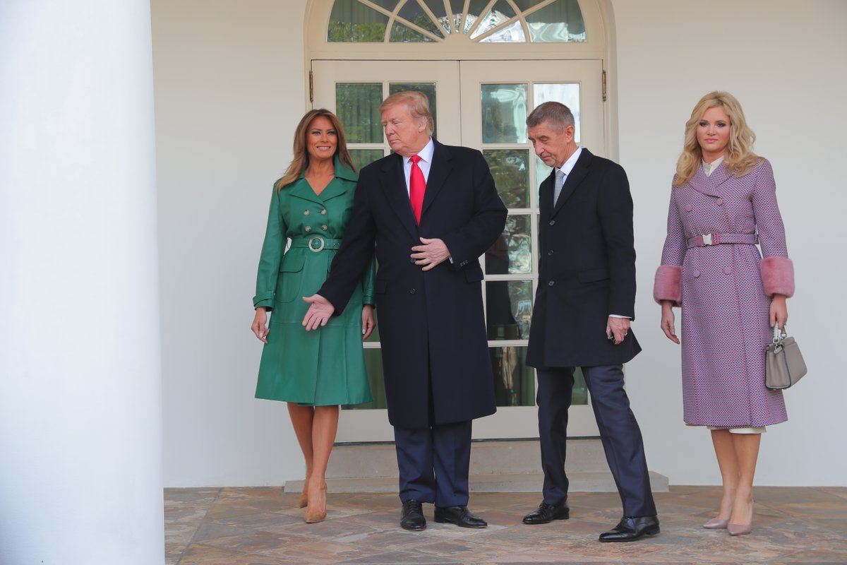 Americký prezident Donald Trump s manželkou Melanií přivítali Andreje Babiše s jeho chotí Monikou 7.3.2019