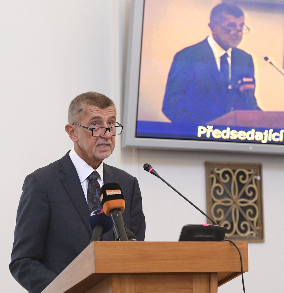 Andrej Babiš na poradě vedoucích zastupitelských úřadů ČR v zahraničí v Černínském paláci (26. 8. 2019)