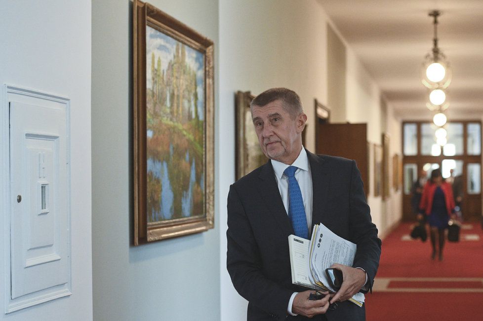 Andrej Babiš přichází na jednání vlády (28.1.2019).