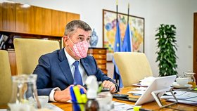 Premiér Andrej Babiš (ANO) na jednání vlády