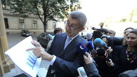 Andrej Babiš před jednáním vlády ve Strakově akademii (9. 9. 2015)