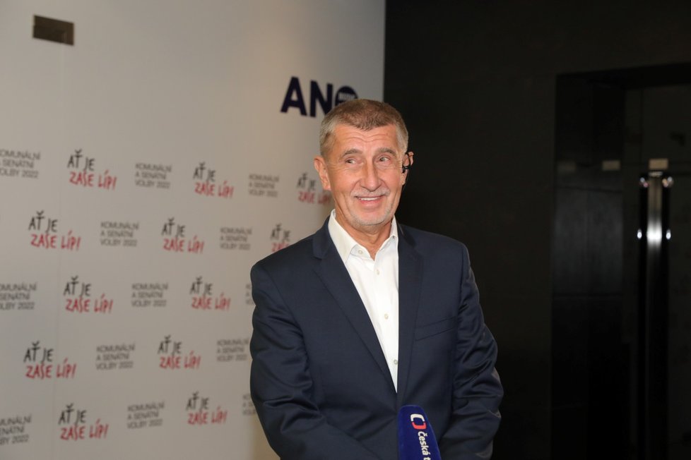 Volební štáb ANO: Expremiér Andrej Babiš (24.9.2022ú