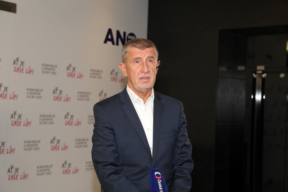Volební štáb ANO: Expremiér Andrej Babiš (24.9.2022ú