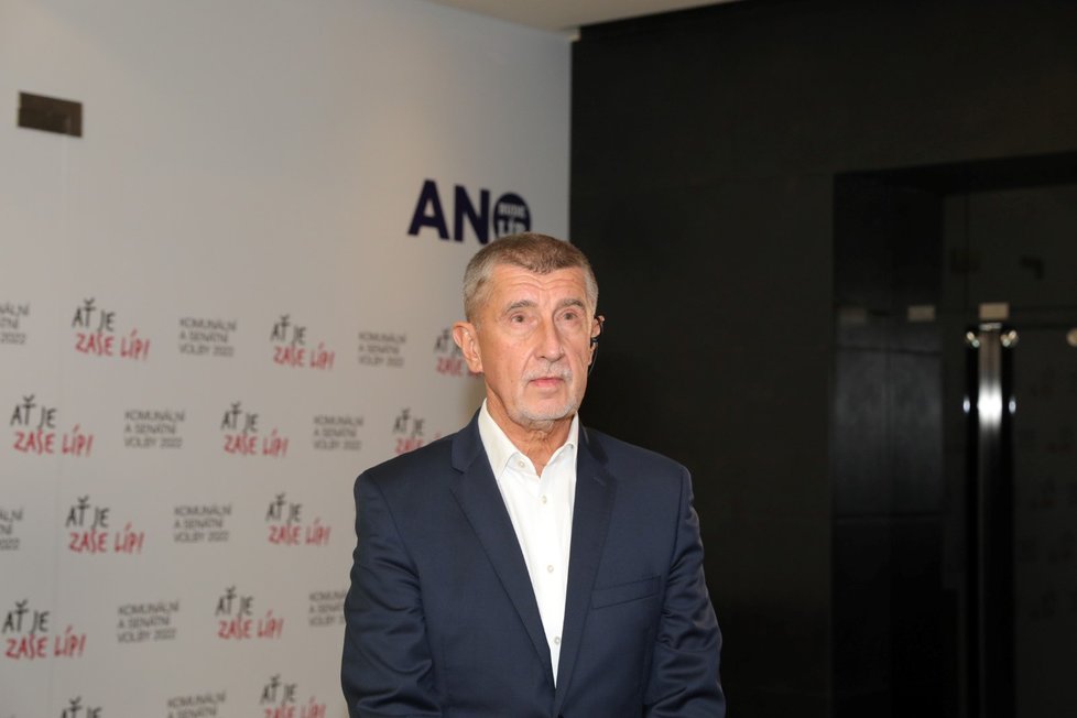 Volební štáb ANO: Expremiér Andrej Babiš (24.9.2022)