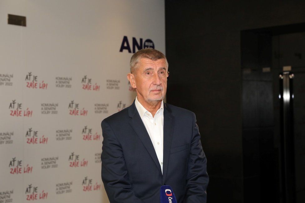 Volební štáb ANO: Expremiér Andrej Babiš (24.9.2022)