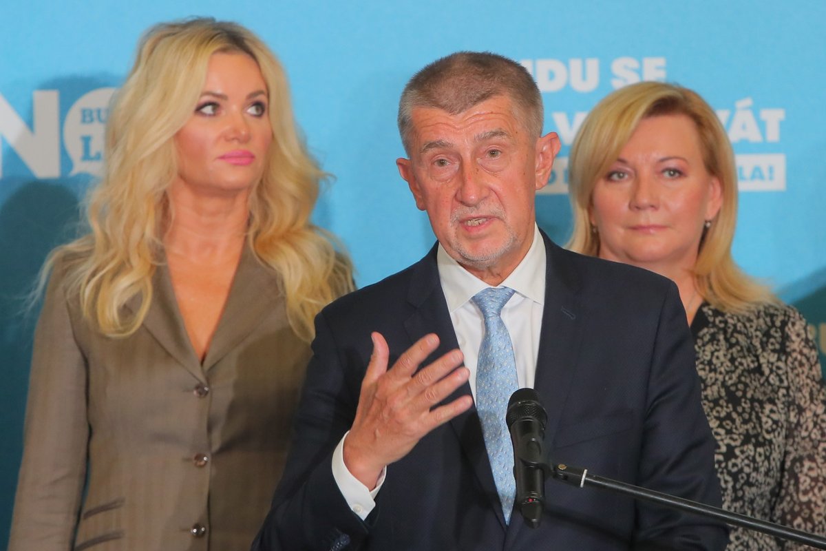  Lídr hnutí ANO Andrej Babiš na tiskové konferenci po skončení voleb do Poslanecké sněmovny. (9. října 2021)