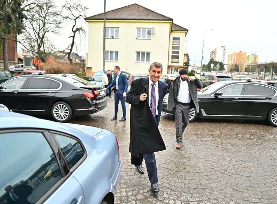 Andrej Babiš při výjezdu do Královéhradeckého kraje: V Jaroměři (26. 2. 2020)