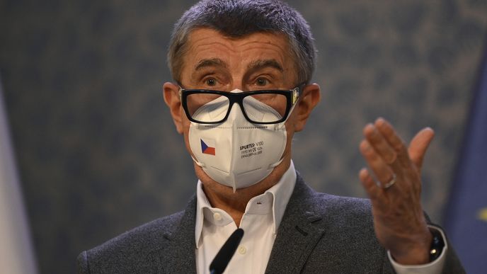 Premiér Andrej Babiš (ANO) na tiskové konferenci po jednání vlády (19.4.2021)