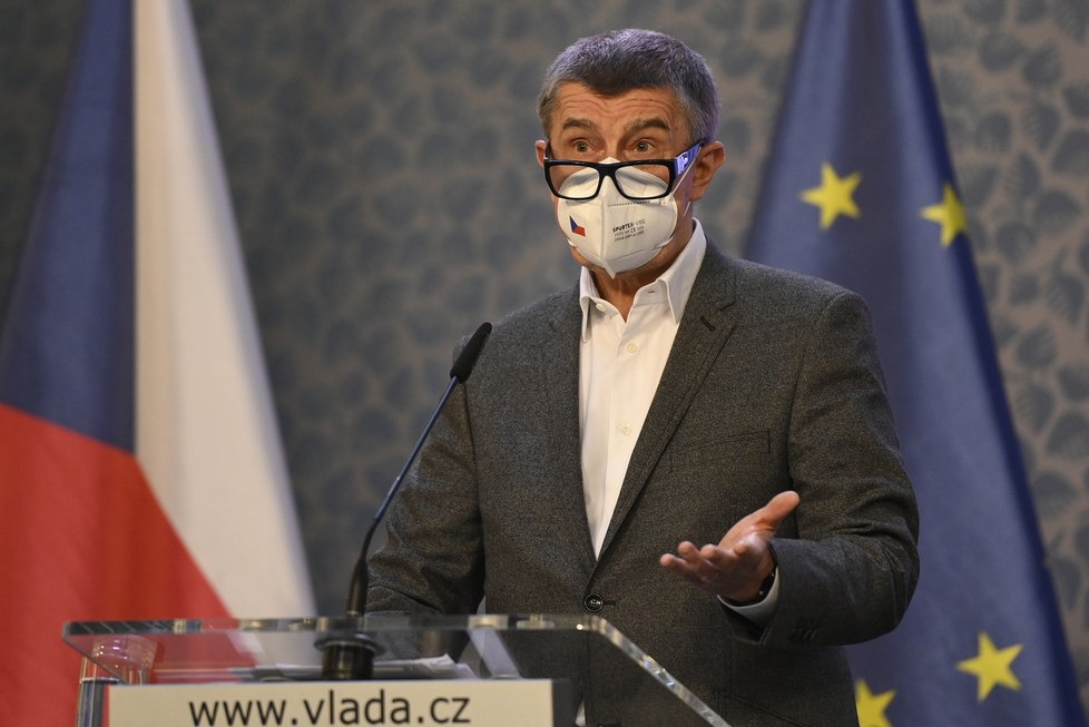 Premiér Andrej Babiš (ANO) na tiskové konferenci po jednání vlády (19.4.2021)