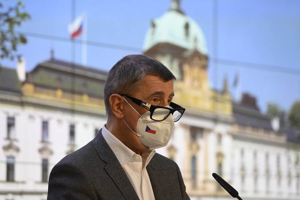 Premiér Andrej Babiš (ANO) na tiskové konferenci po jednání vlády (19.4.2021)