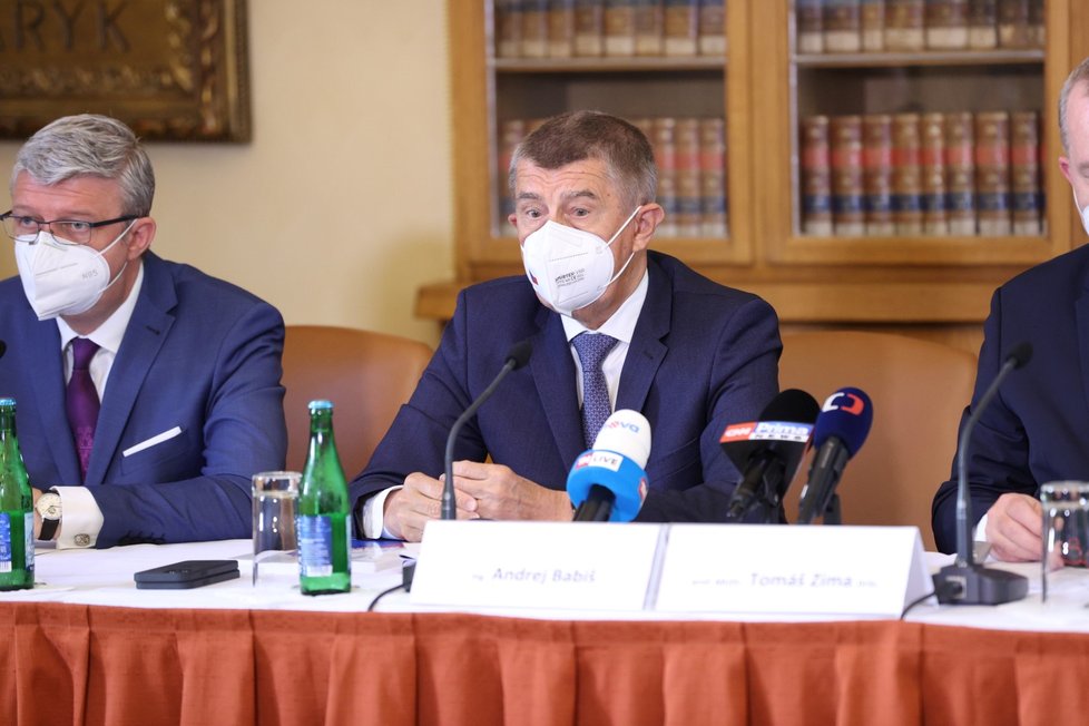 Premiér Andrej Babiš (ANO) na tiskové konferenci o dostavbě univerzitního Kampusu Albertov