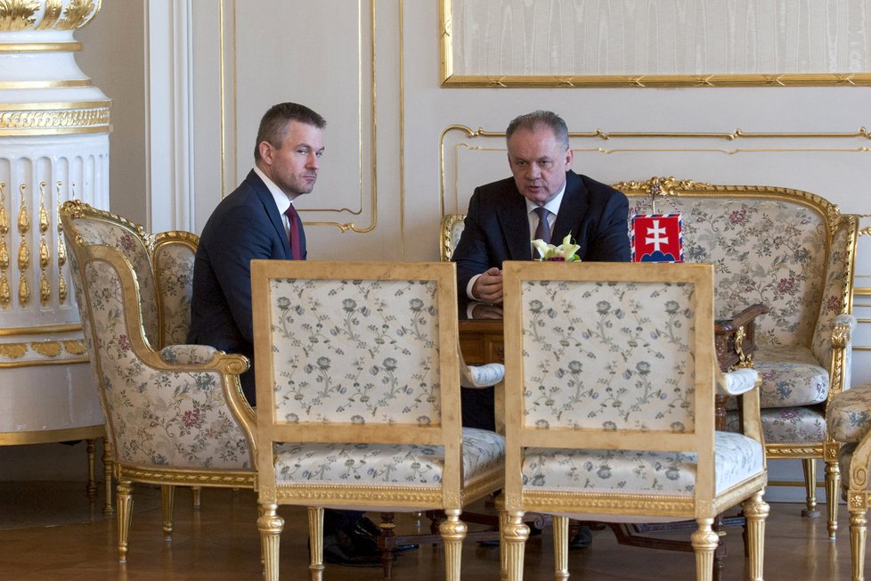 Prezident Kiska jednal v Bratislavě s Ficovým nástupcem Peterem Pellegrinim (21. 3. 2018).
