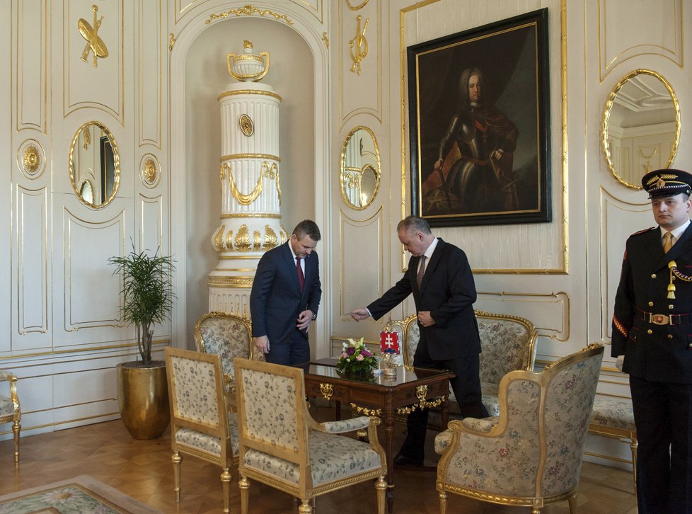 Prezident Kiska jednal v Bratislavě s Ficovým nástupcem Peterem Pellegrinim (21. 3. 2018).